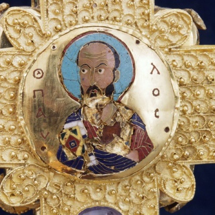 sv. Pavel - smaltovaný medailon z křížení horního ramene